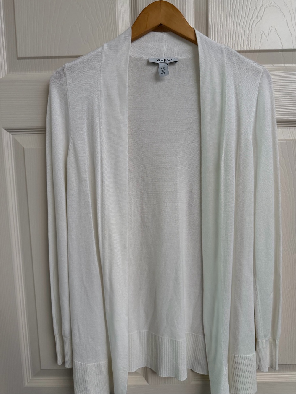 WHBM White House Black Market White Open Front Cardigan Sweater